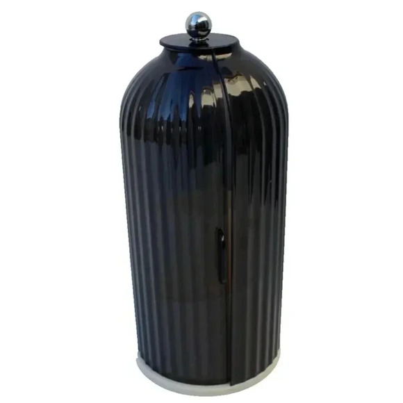 New MCM Retro Art Deco Black Rotating Makeup Organizer Carousel Vanity - Picture 4 of 4